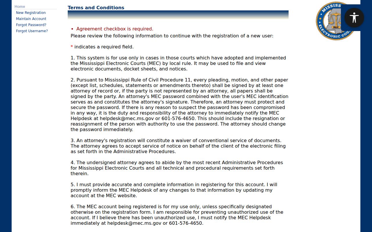 Tishomingo County case lookup PAMEC public access terms