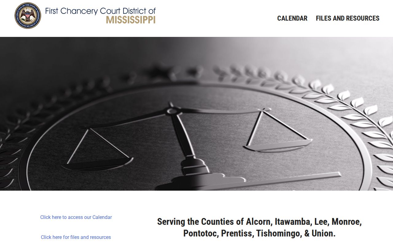 Tishomingo County civil docket First Chancery District court website