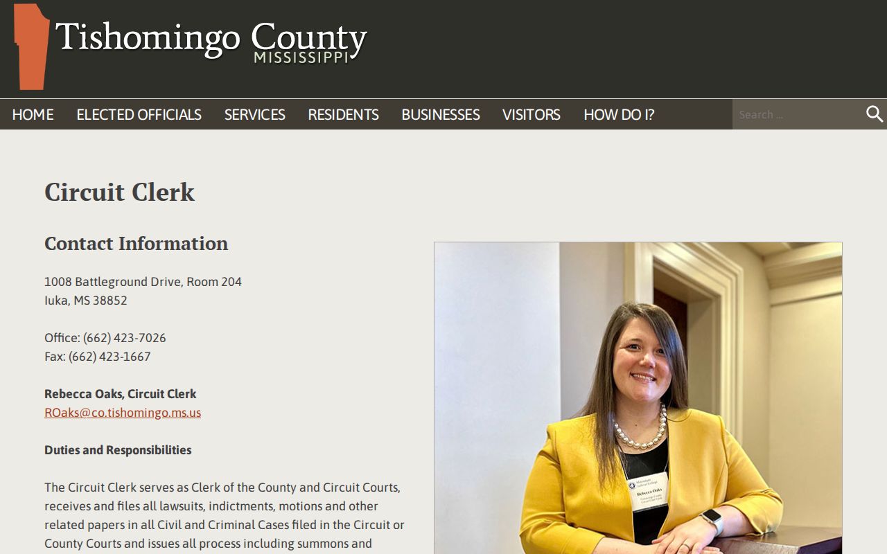 Tishomingo County court docket Circuit Clerk records contact