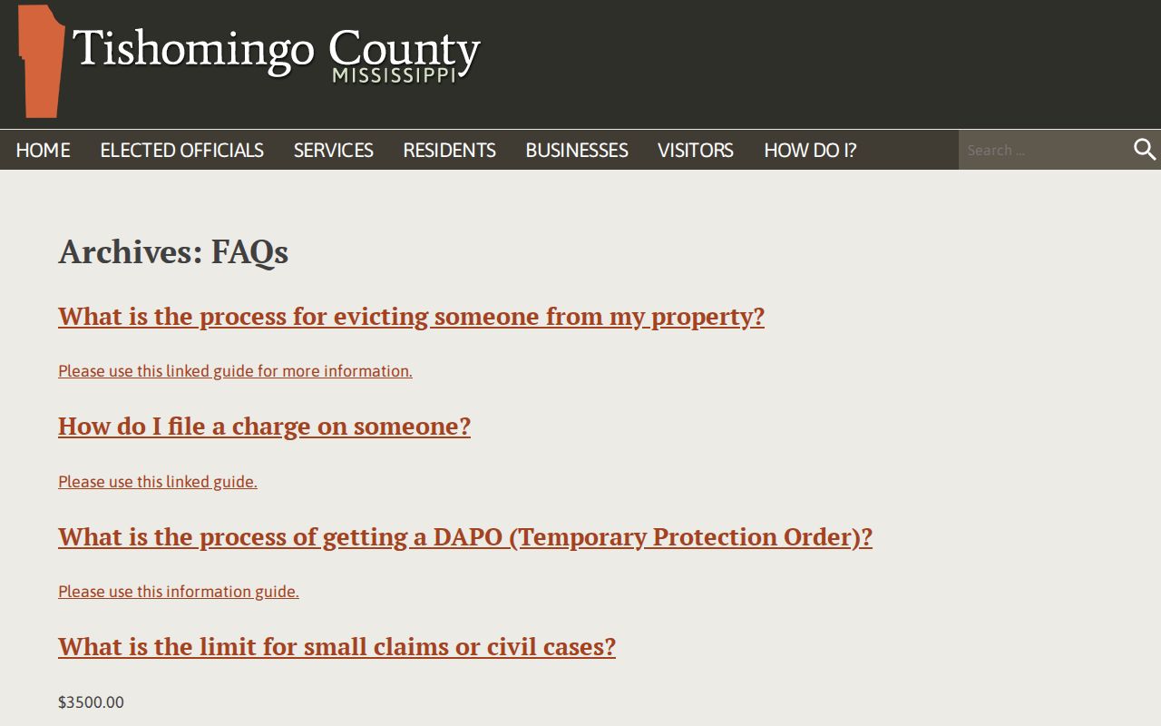 Tishomingo County court docket routing FAQ