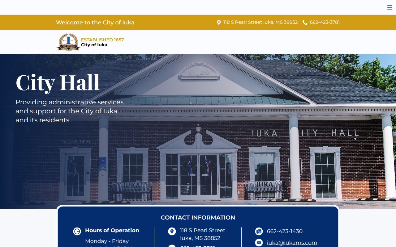 Iuka court docket City Hall and court clerk contact page
