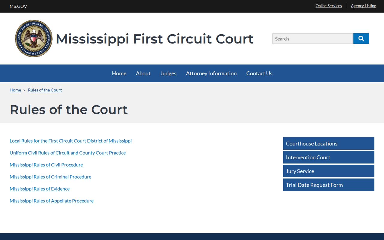 Tishomingo County traffic tickets Circuit Court rules resource