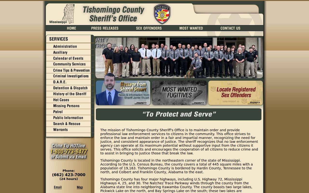 Tishomingo County traffic tickets Sheriff official information